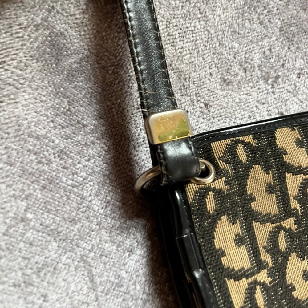 Christian Dior Vintage Trotter Logo Black Leather Shoulder Bag Purse - Picture 8 of 16